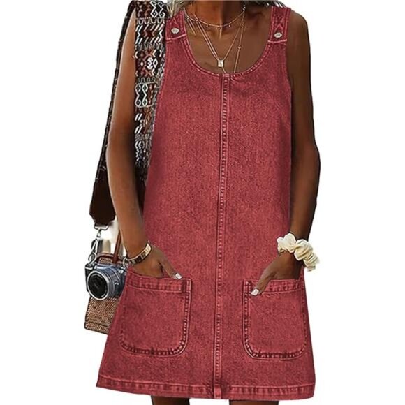 Dresses & Skirts - Denim Overall Dress for Women Casual Mini Sleeveless Jean Vintage Jumper